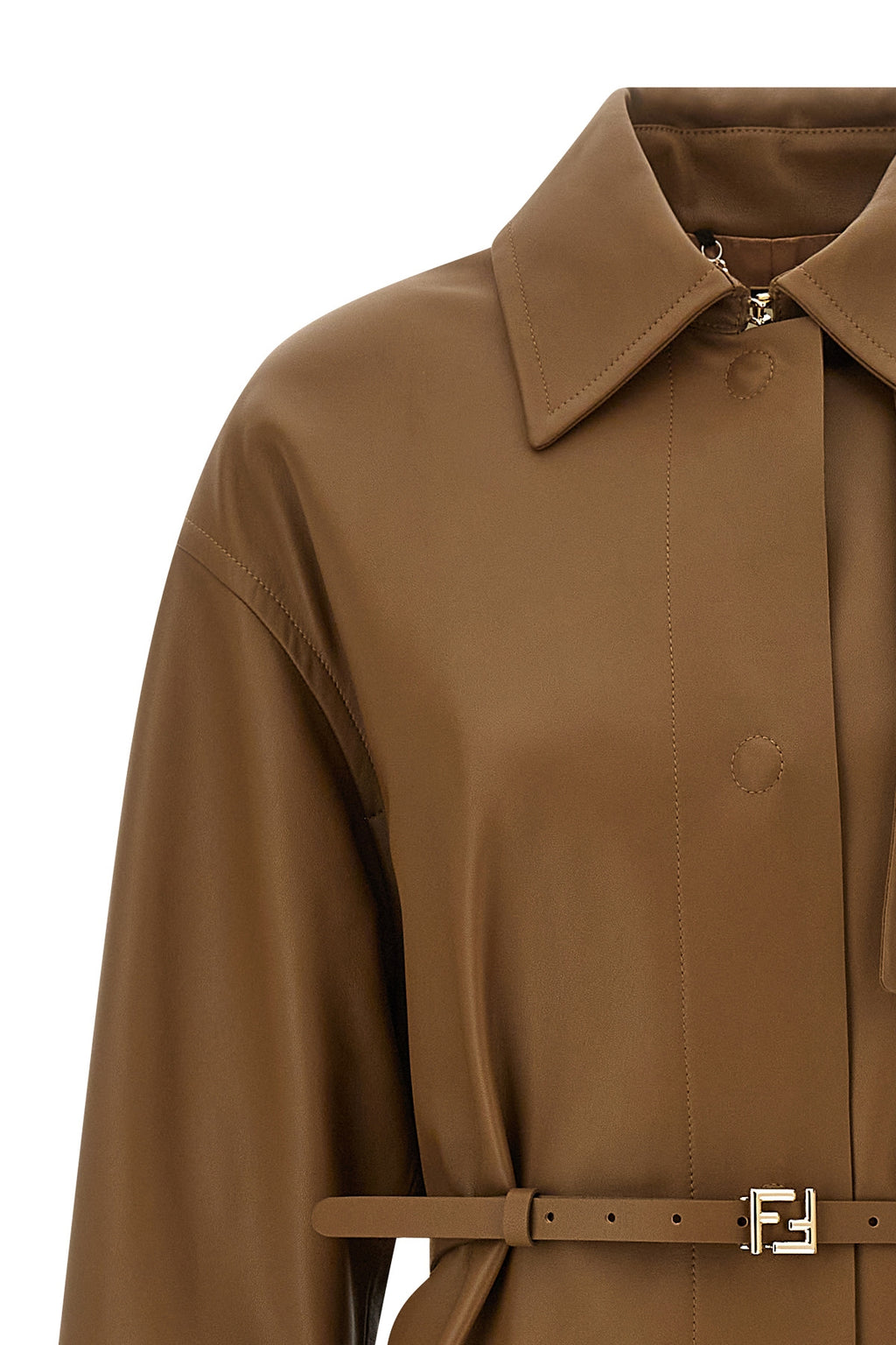 FENDI Nappa trench coat For Women 100% lamb leather (Ovis Aries)