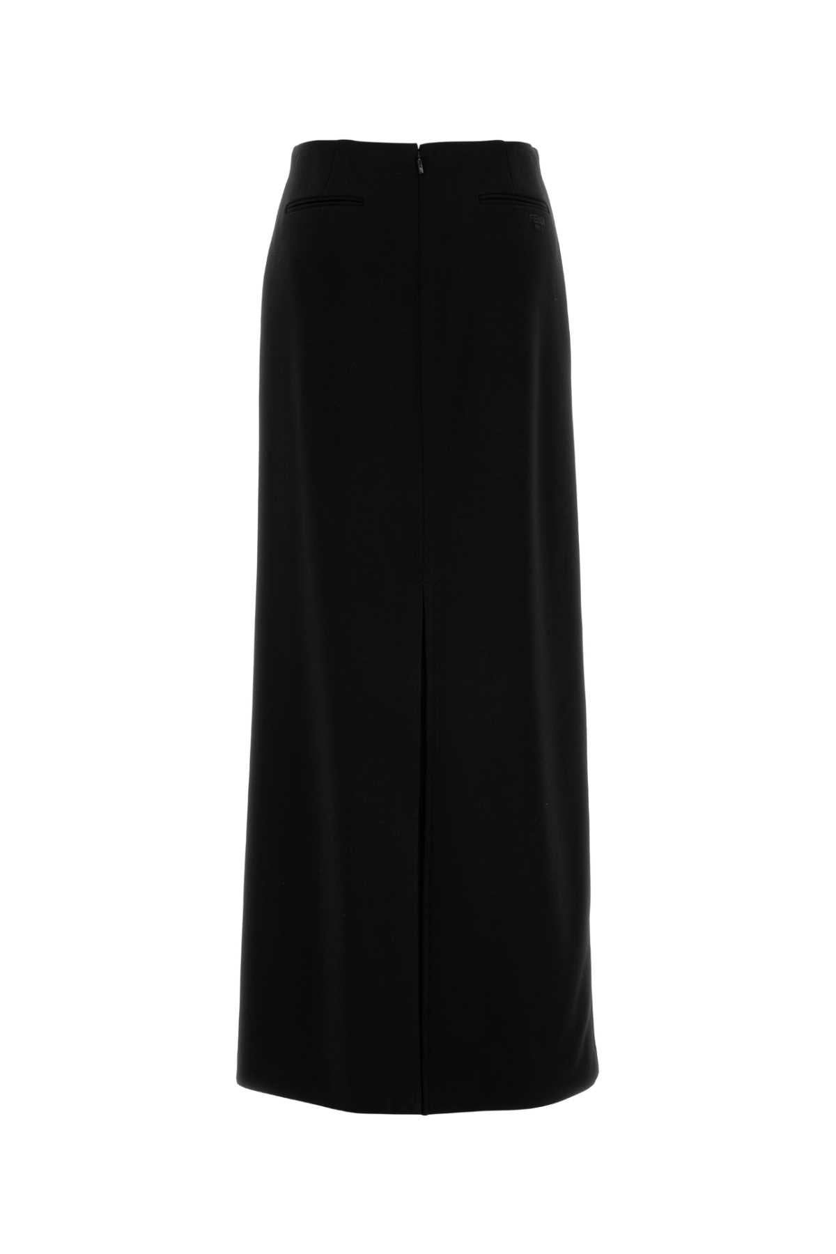FENDI LONG BLACK SKIRT For Women Exterior: 96% Virgin wool 4% Elastane
