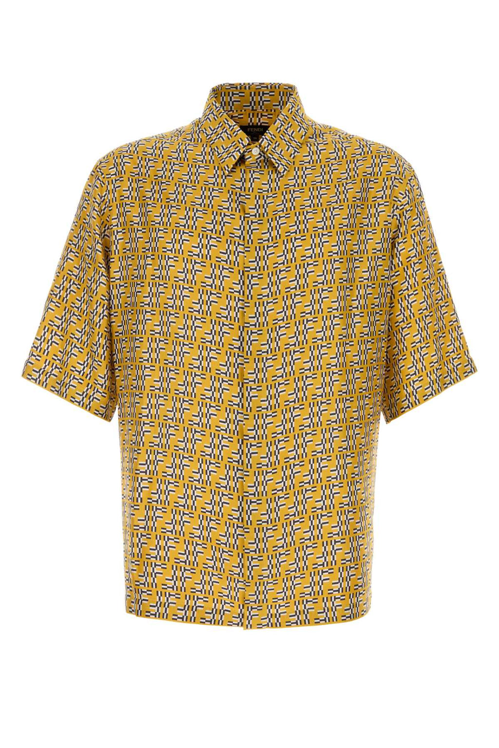 FENDI SHIRT LABIRINTH FF LOGO S/S For Men Exterior: 100% Silk