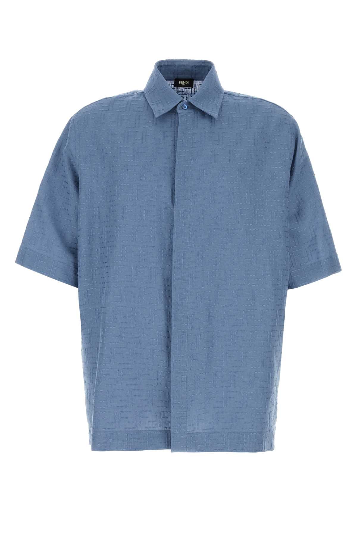 FENDI SHIRT LINEN FF JACQ ALLOVER For Men Exterior: 83% Linen 17% Cotton