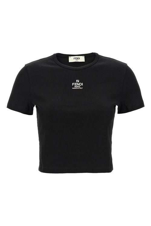 FENDI 'Fendi' cropped T-shirt For Women 94% cotton 6% elastane