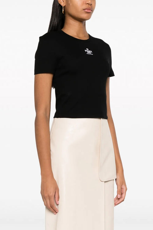 FENDI 'Fendi' cropped T-shirt For Women 94% cotton 6% elastane
