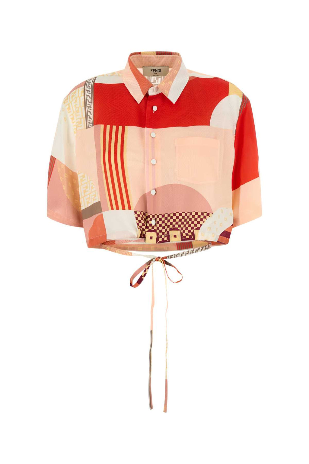 FENDI CAMICIA PATCHWORK CREPE SATIN For Women Exterior: 100% Silk