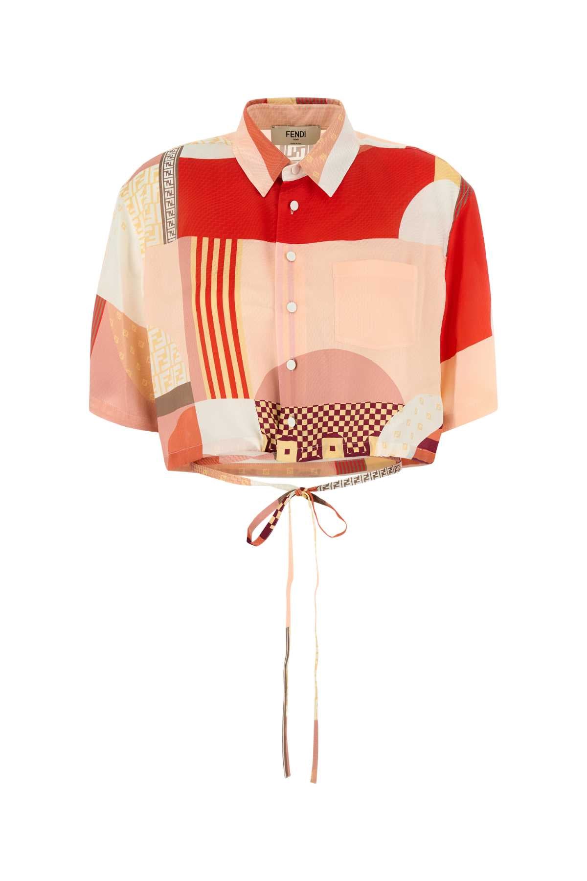 FENDI CAMICIA PATCHWORK CREPE SATIN For Women Exterior: 100% Silk