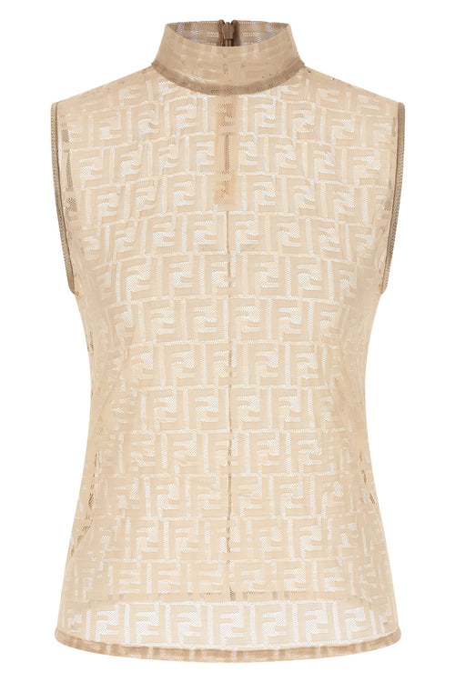 FENDI 'FF' lace top For Women 92% polyamide, 8% elastane