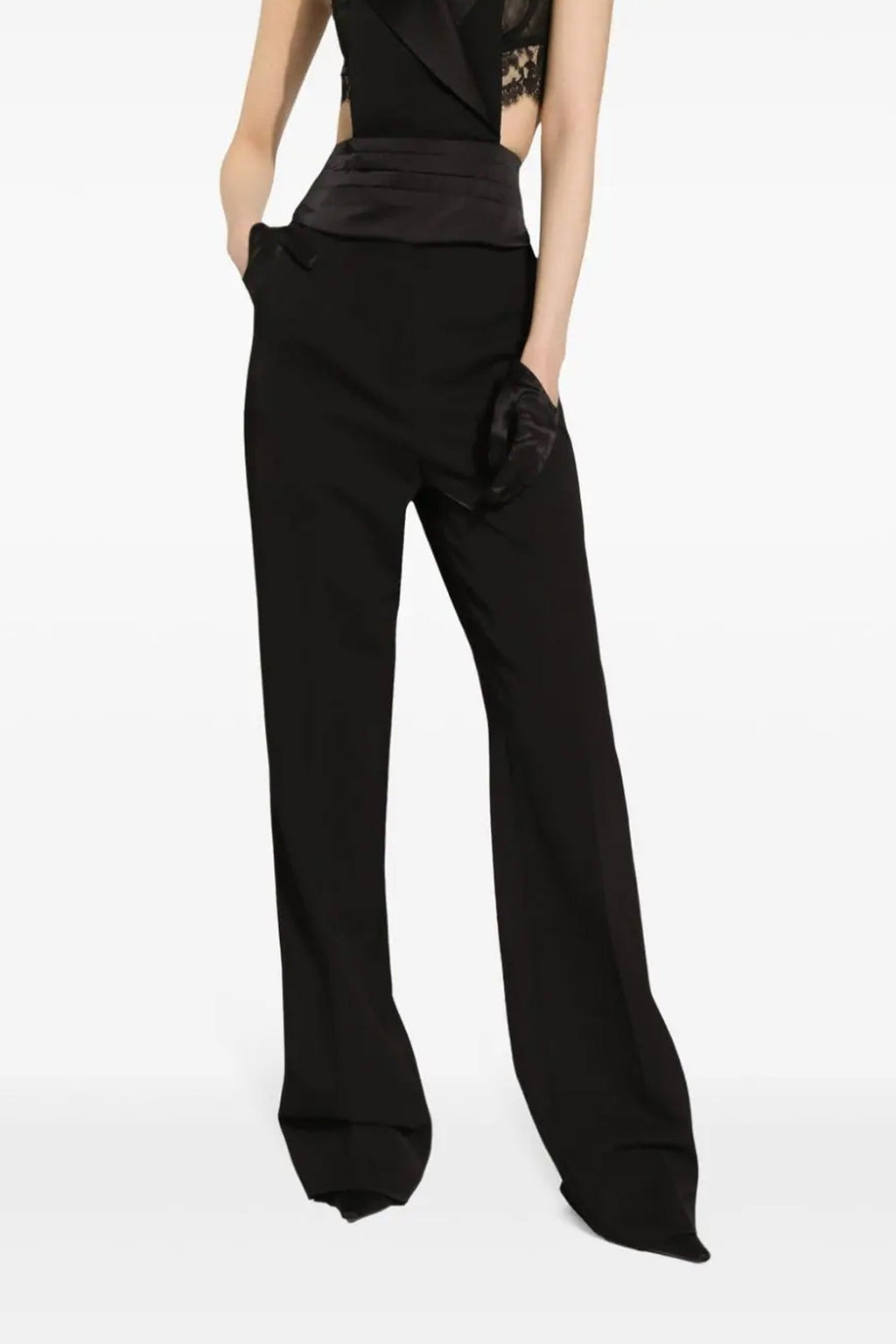 DOLCE & GABBANA Tuxedo pants For Women 90% wv, 8% silk, 2% pl