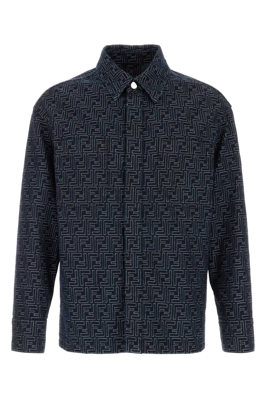 FENDI JACKET BLUE DENIM FF For Men Exterior: 100% Cotton