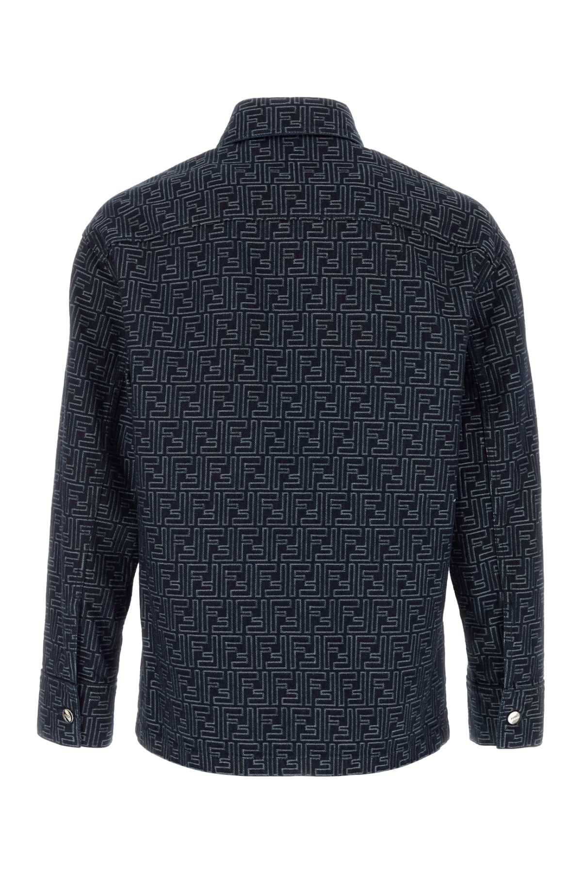 FENDI JACKET BLUE DENIM FF For Men Exterior: 100% Cotton