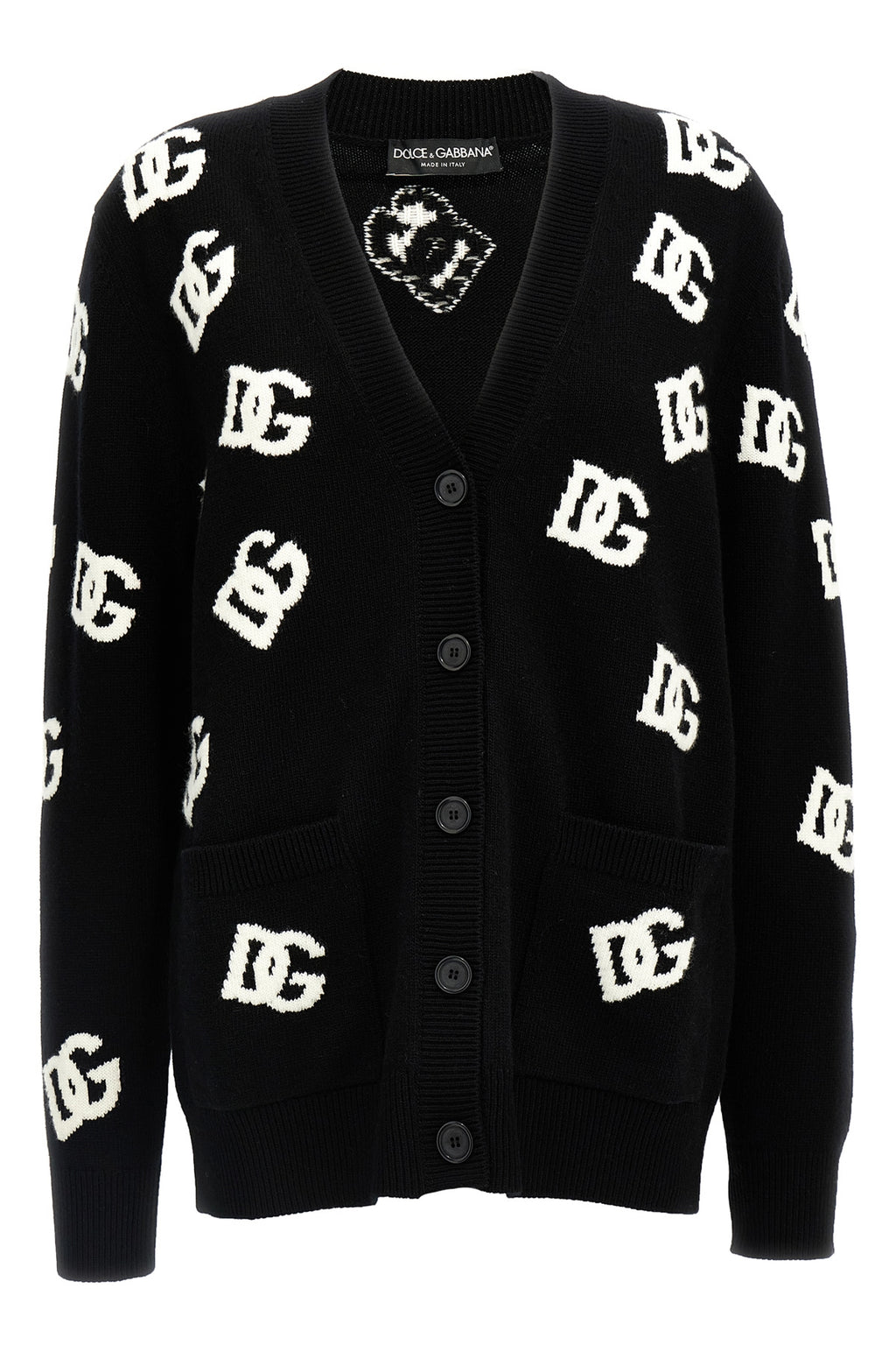 DOLCE & GABBANA Jacquard logo cardigan For Women 100% virgin wool