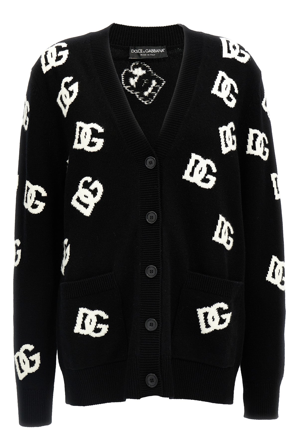 DOLCE & GABBANA Jacquard logo cardigan For Women 100% virgin wool