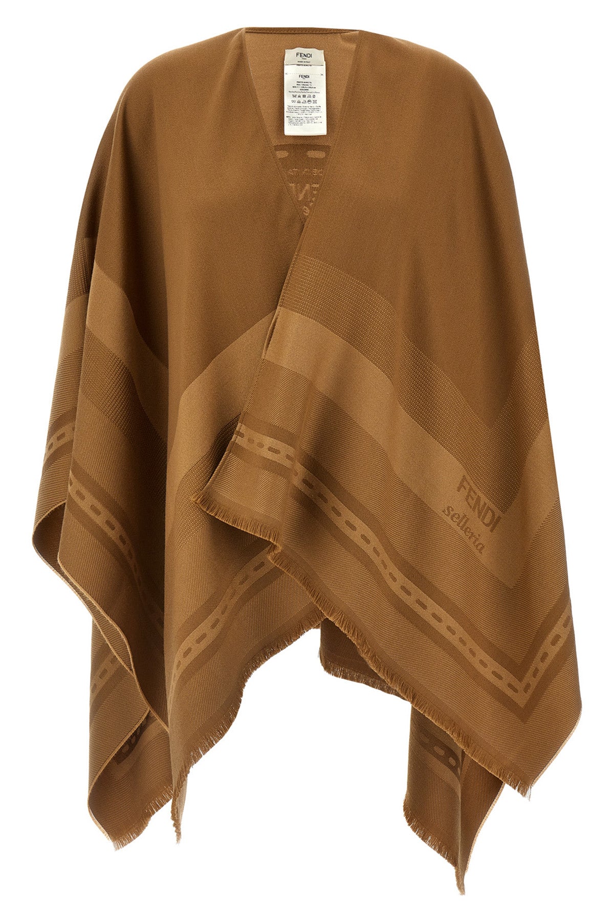 FENDI Jacquard poncho For Women 66% virgin wool 34% cachemire