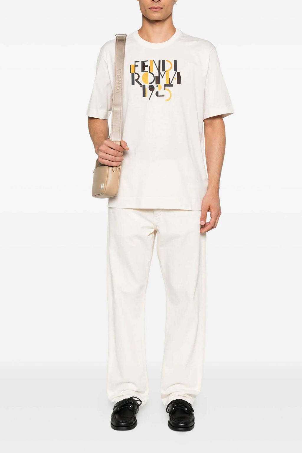 FENDI 'Fendi Roma 1925' print T-shirt For Men 100% cotton