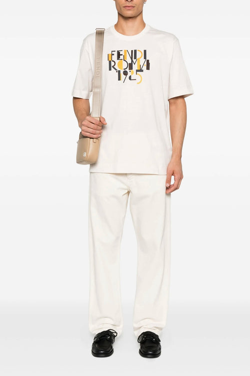 FENDI 'Fendi Roma 1925' print T-shirt For Men 100% cotton