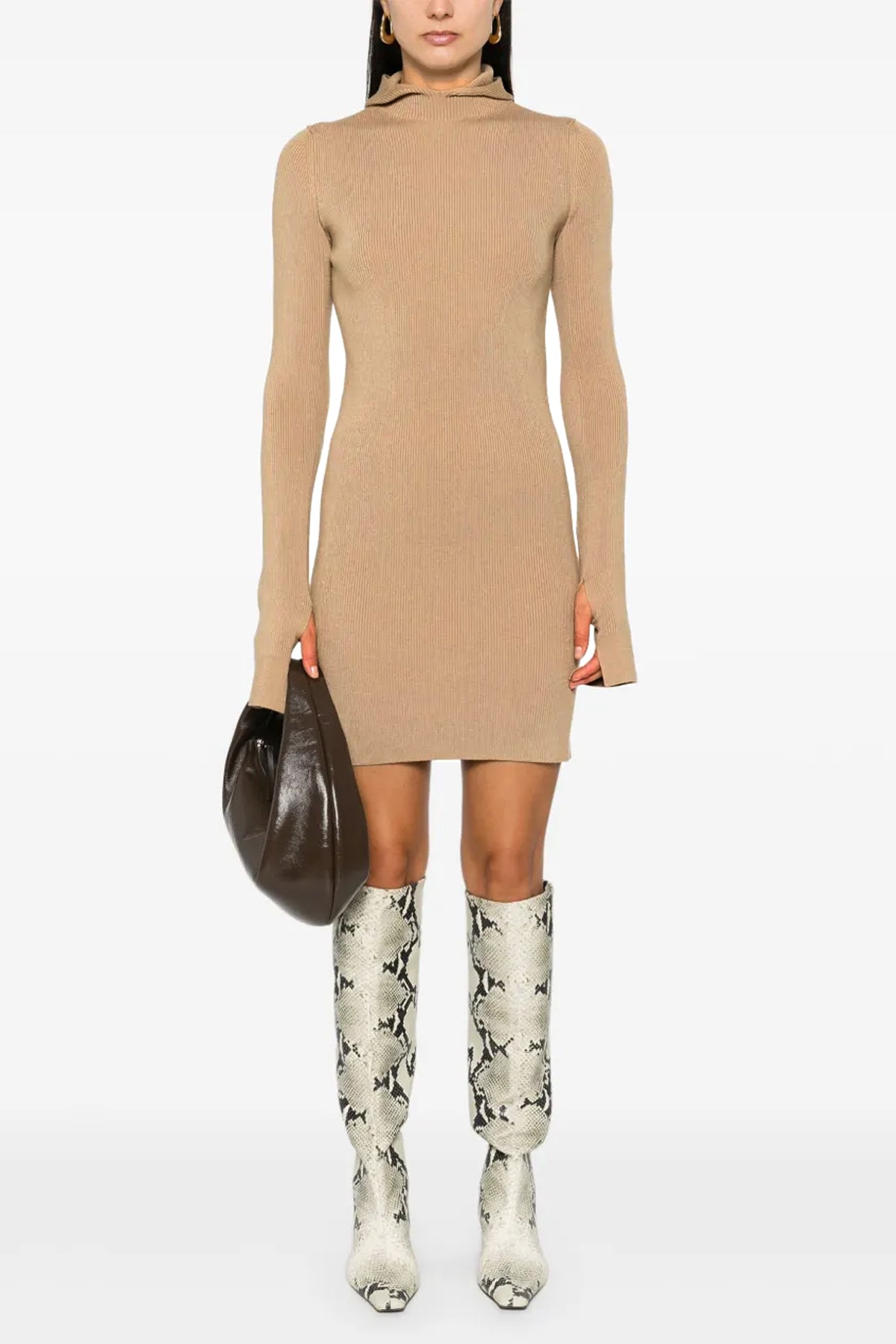 FENDI Hooded dress For Women 70% wool, 30% silk