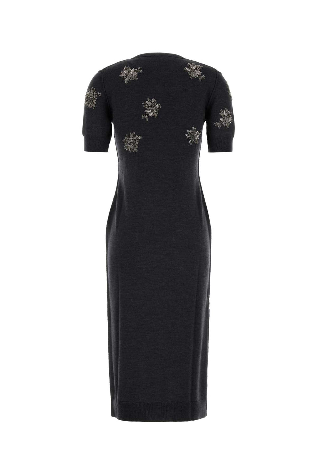 FENDI MIDI KNITTED SEQUINED FLOWER DRESS For Women Exterior: 98% Wool 2% Elastane