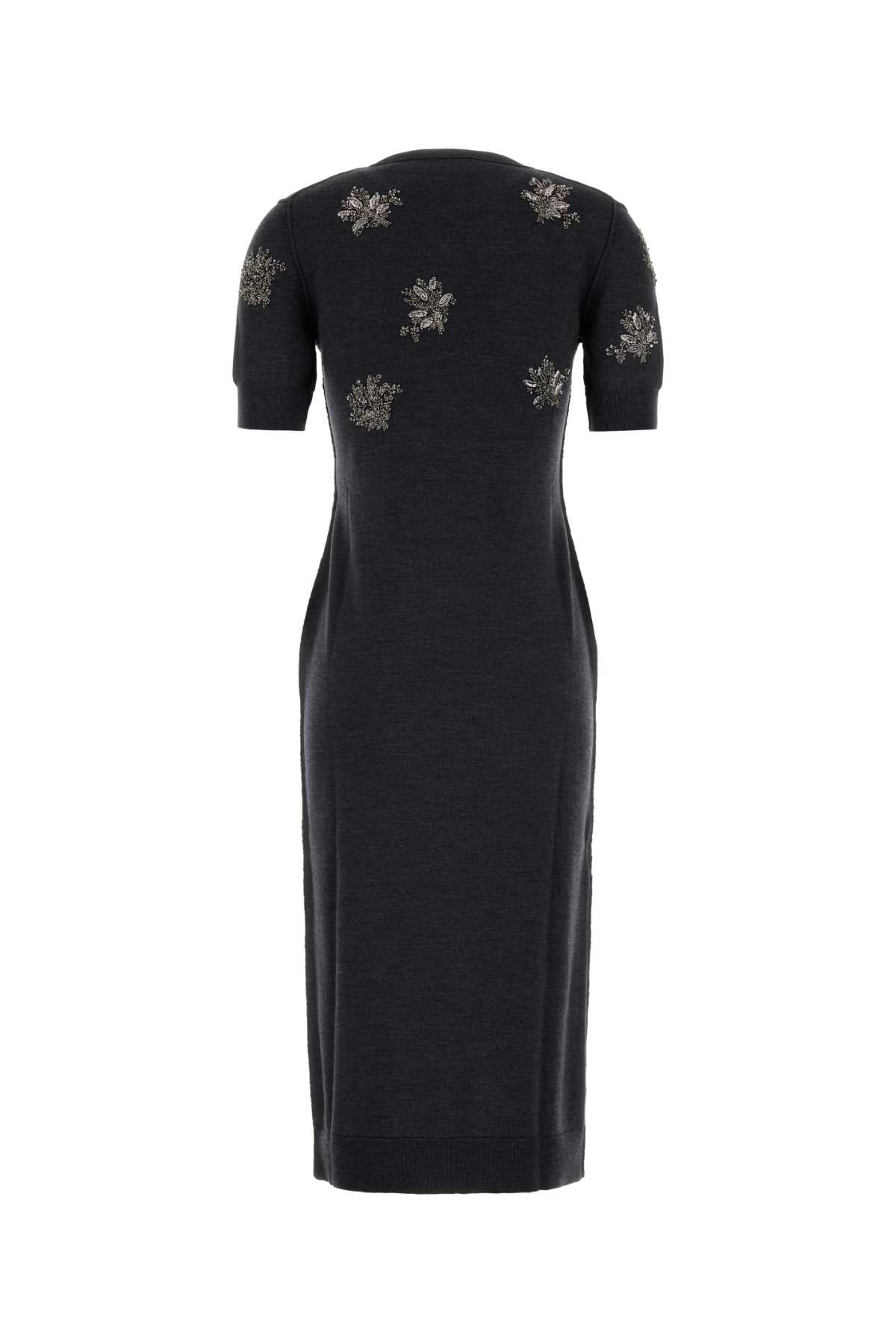 FENDI MIDI KNITTED SEQUINED FLOWER DRESS For Women Exterior: 98% Wool 2% Elastane