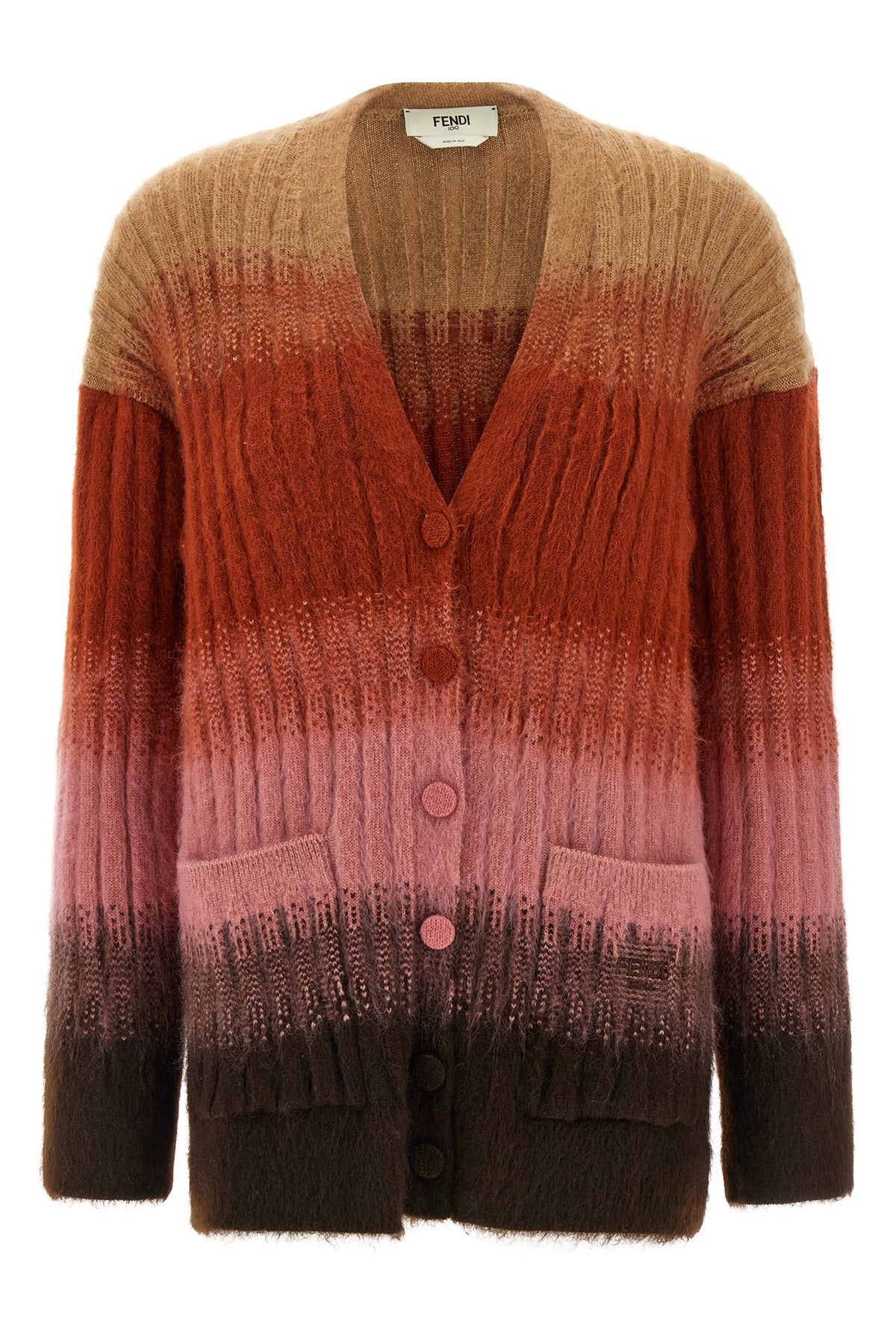 FENDI Vanisé knit cardigan For Women 67% mohair wool 30% polyamide 3% wool