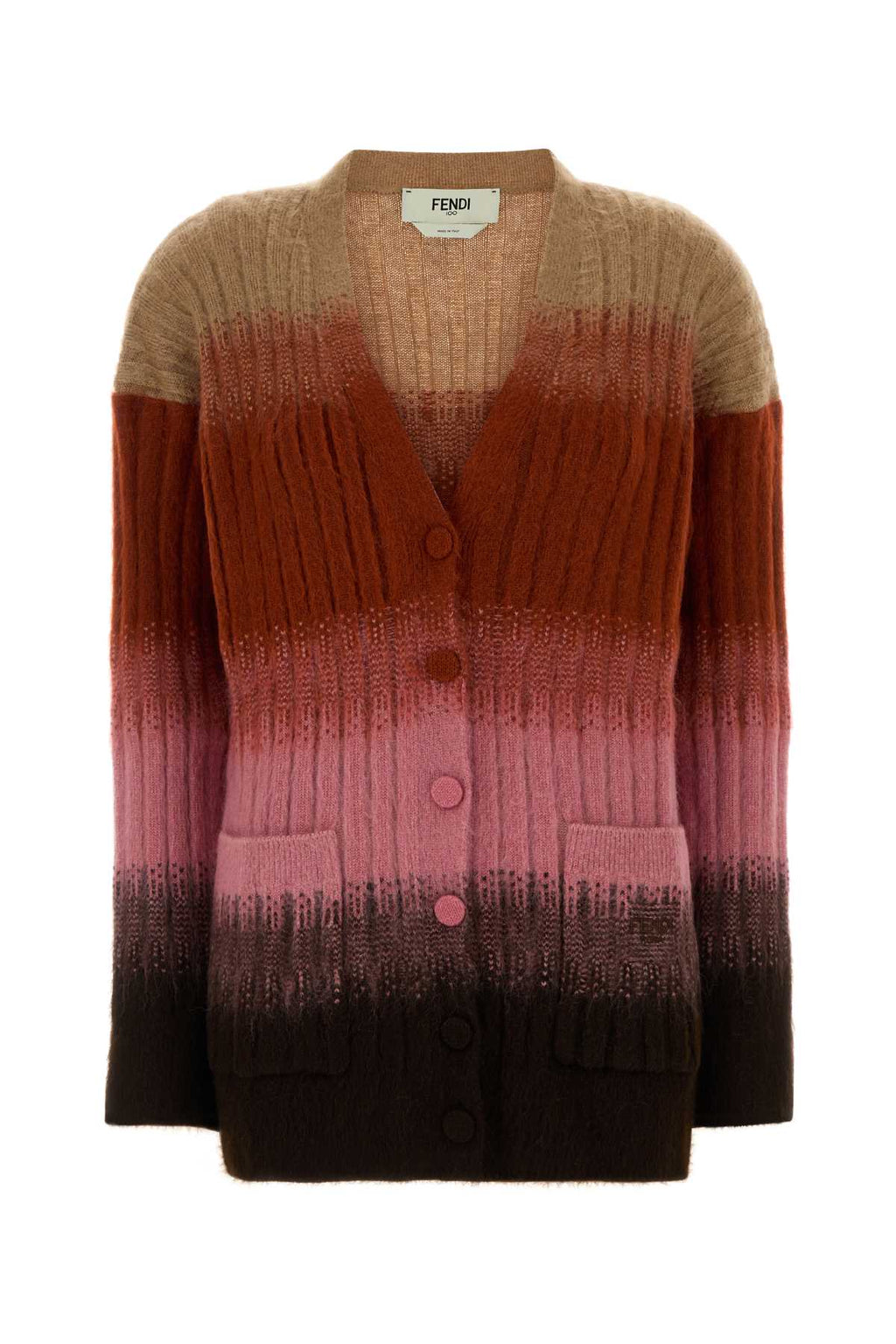FENDI CARDIGAN WOOL MOHAIR DE For Women Exterior: 36% Mohair 34% Wool 17% Nylon 12% Cashmere 1% Elastane