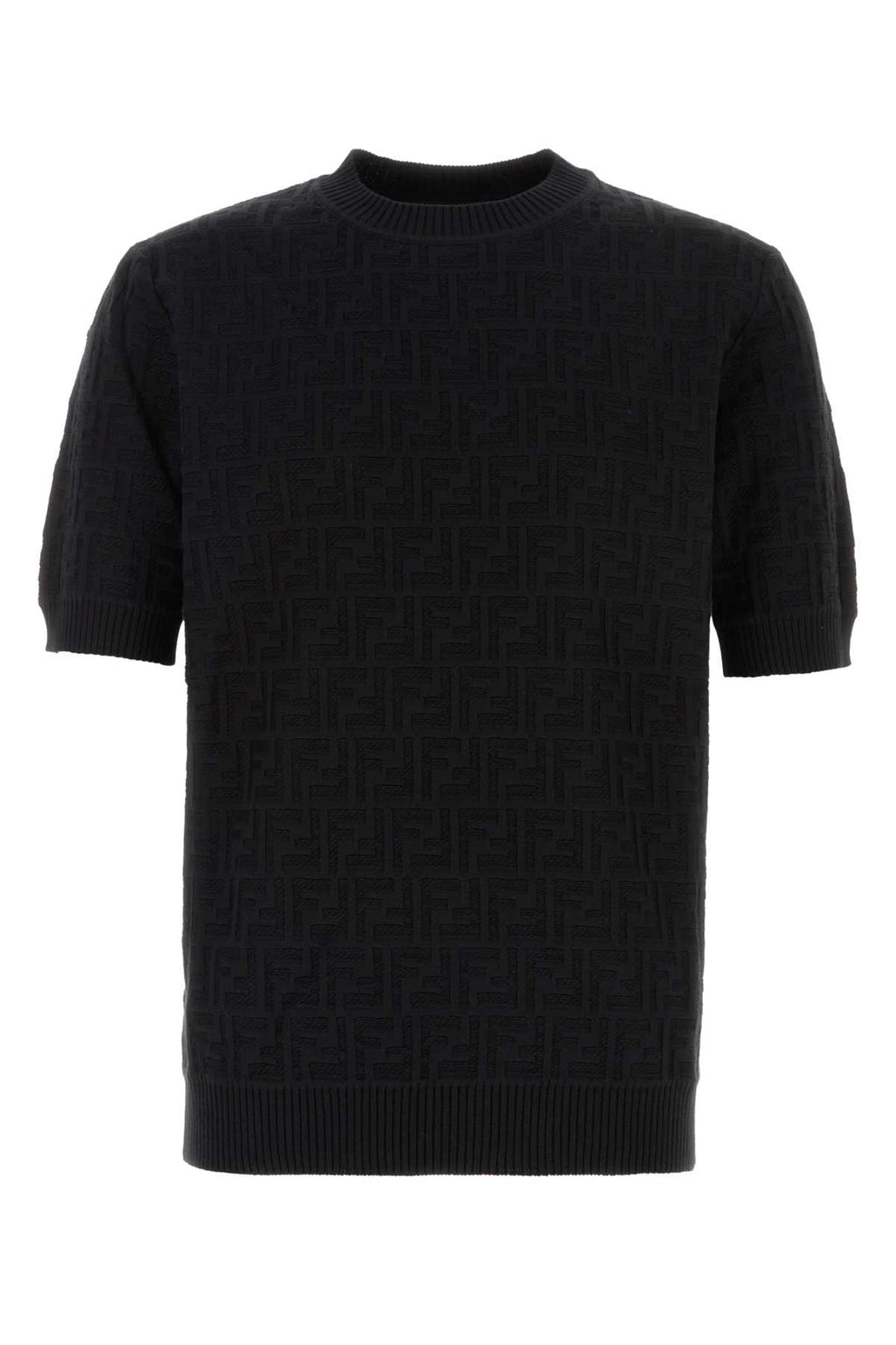 FENDI ALL OVER KNIT ROUND NECK SHORT SLEEVES For Men Exterior: 100% Cotton