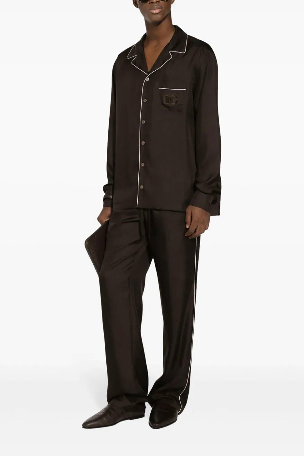 DOLCE & GABBANA Logo embroidery shirt For Men 100% silk