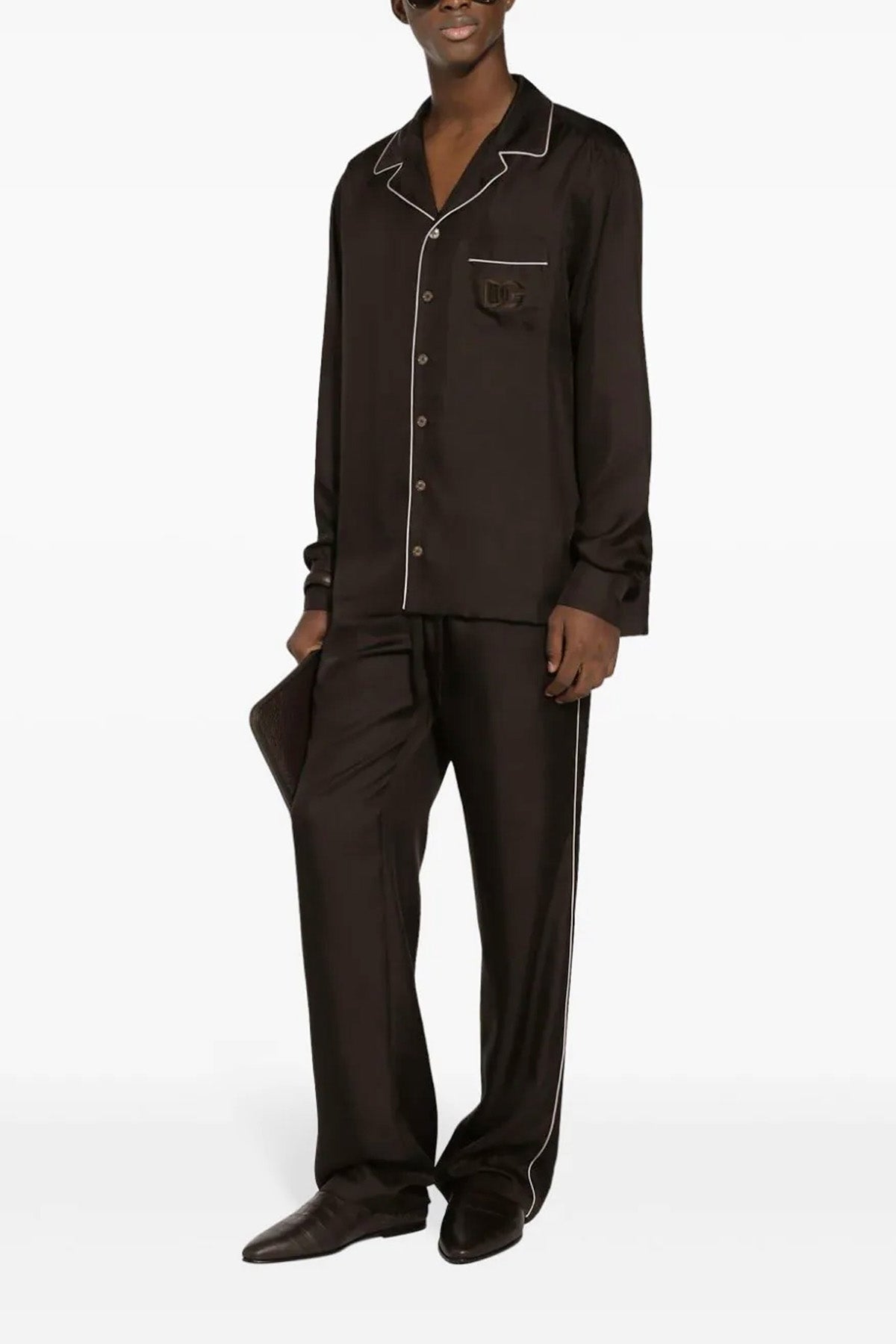 DOLCE & GABBANA Logo embroidery shirt For Men 100% silk