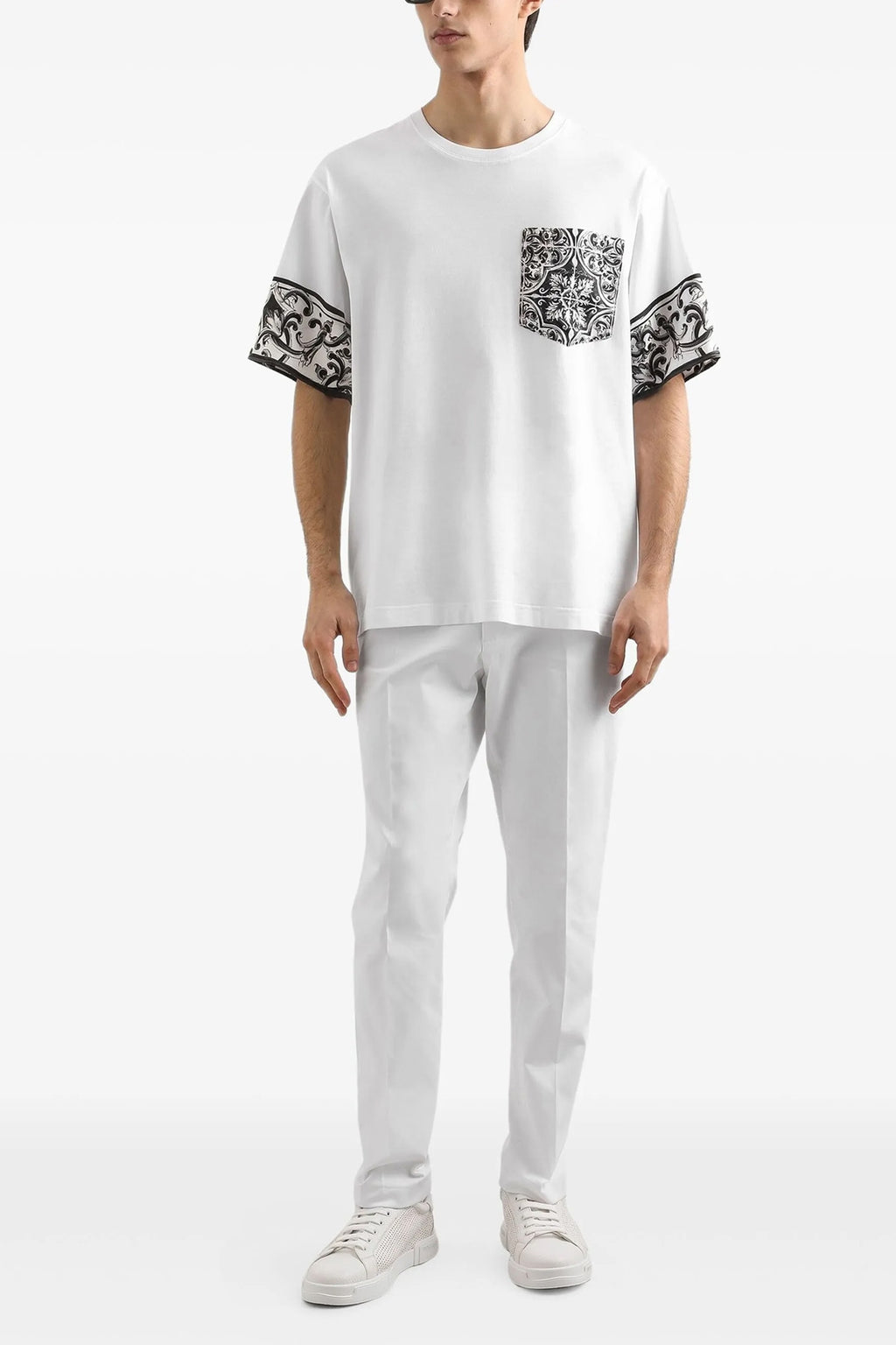 DOLCE & GABBANA 'Maiolica' print T-shirt For Men 83% cotton, 17% silk