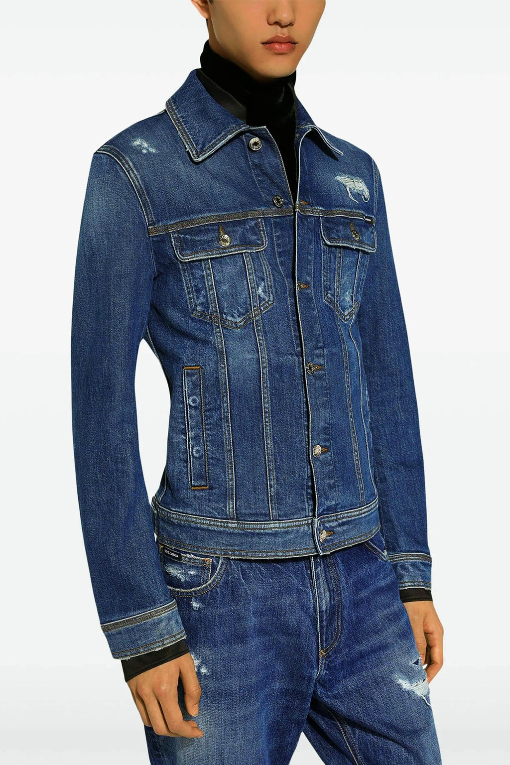 DOLCE & GABBANA Denim jacket with used effect For Men 98% cotton, 2% elastane