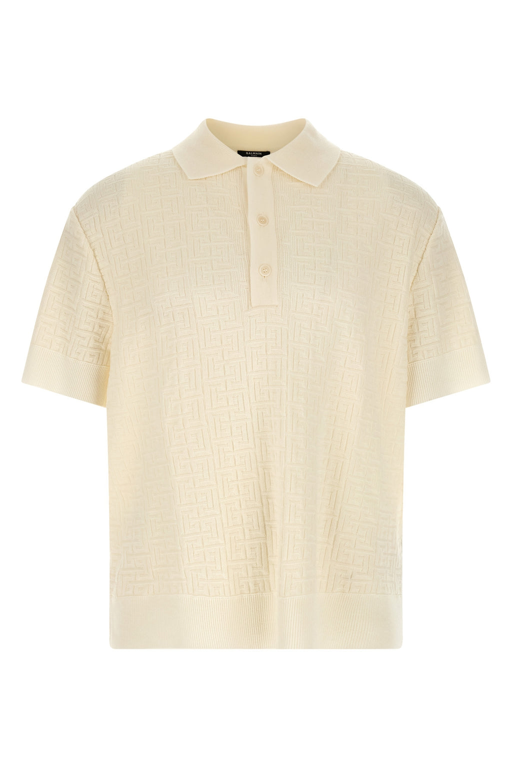 BALMAIN Monogram jacquard polo shirt For Men 66% wo, 30% li, 4% pa