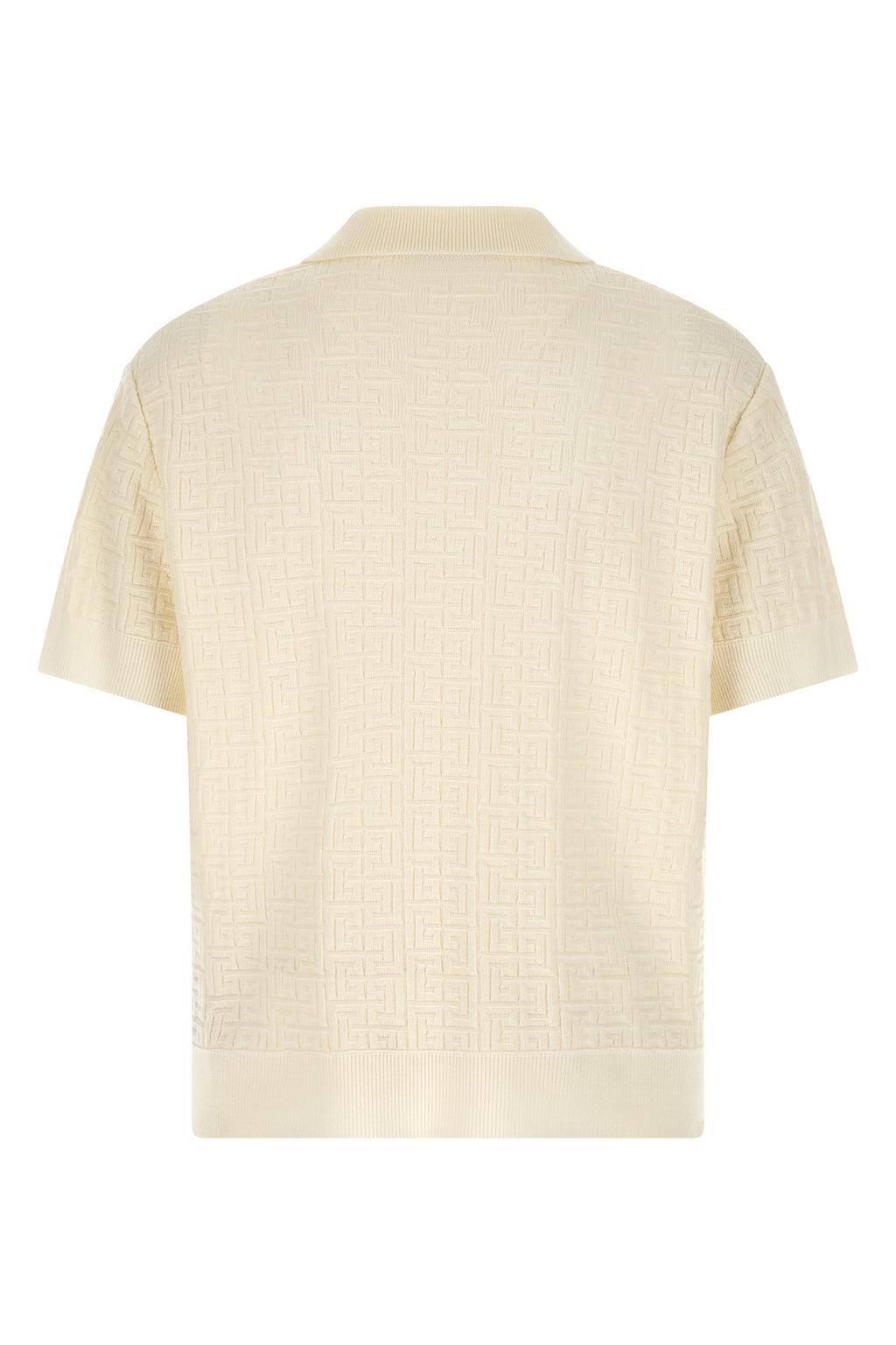 BALMAIN Monogram jacquard polo shirt For Men 66% wo, 30% li, 4% pa
