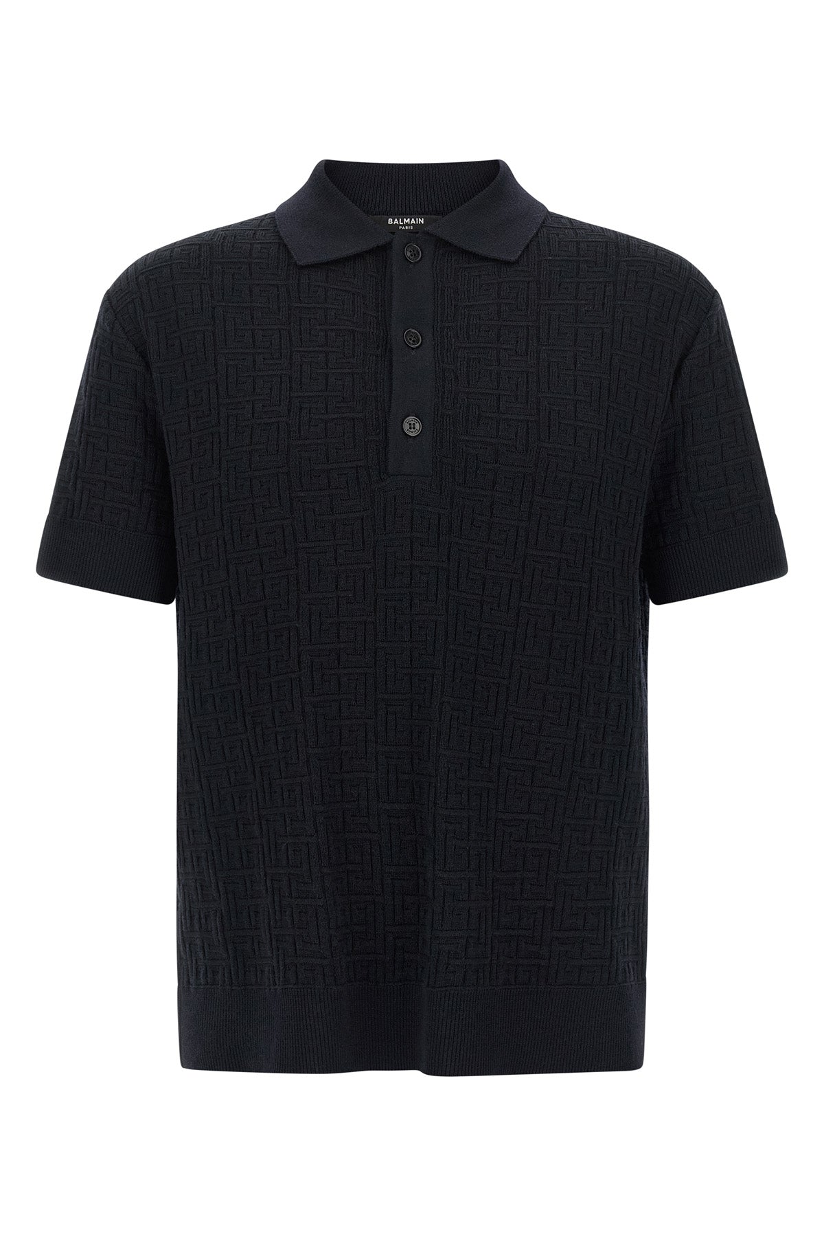 balmain 'Monogram' knit polo shirt