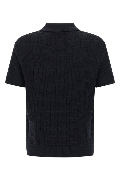 BALMAIN 'Monogram' knit polo shirt For Men 66% wo, 30% li, 4% pa