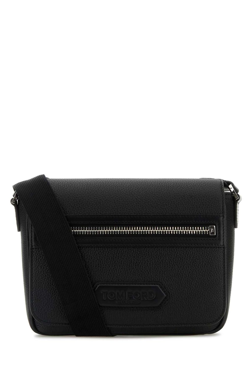 TOM FORD SOFT GRAIN LEATHER TRAVELLER MESSENGER WITH FLAP For Men Exterior: 100% Calf Lining: 90% Cotone 10% Acrylic Finishing: Silver metal