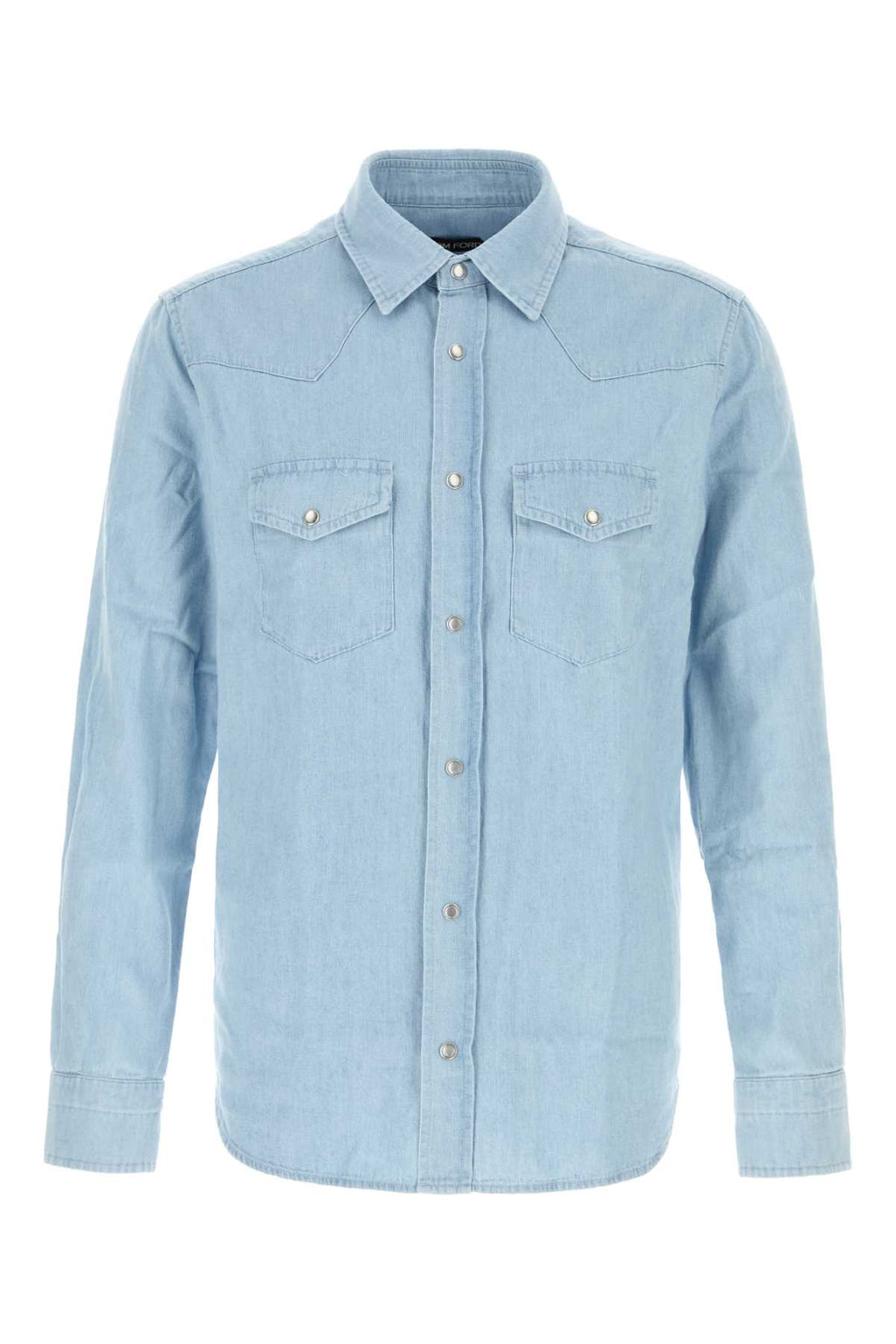 TOM FORD LIGHT DENIM CHAMBRE SLIM FIT WESTERN SHIRT For Men Exterior: 100% Cotton