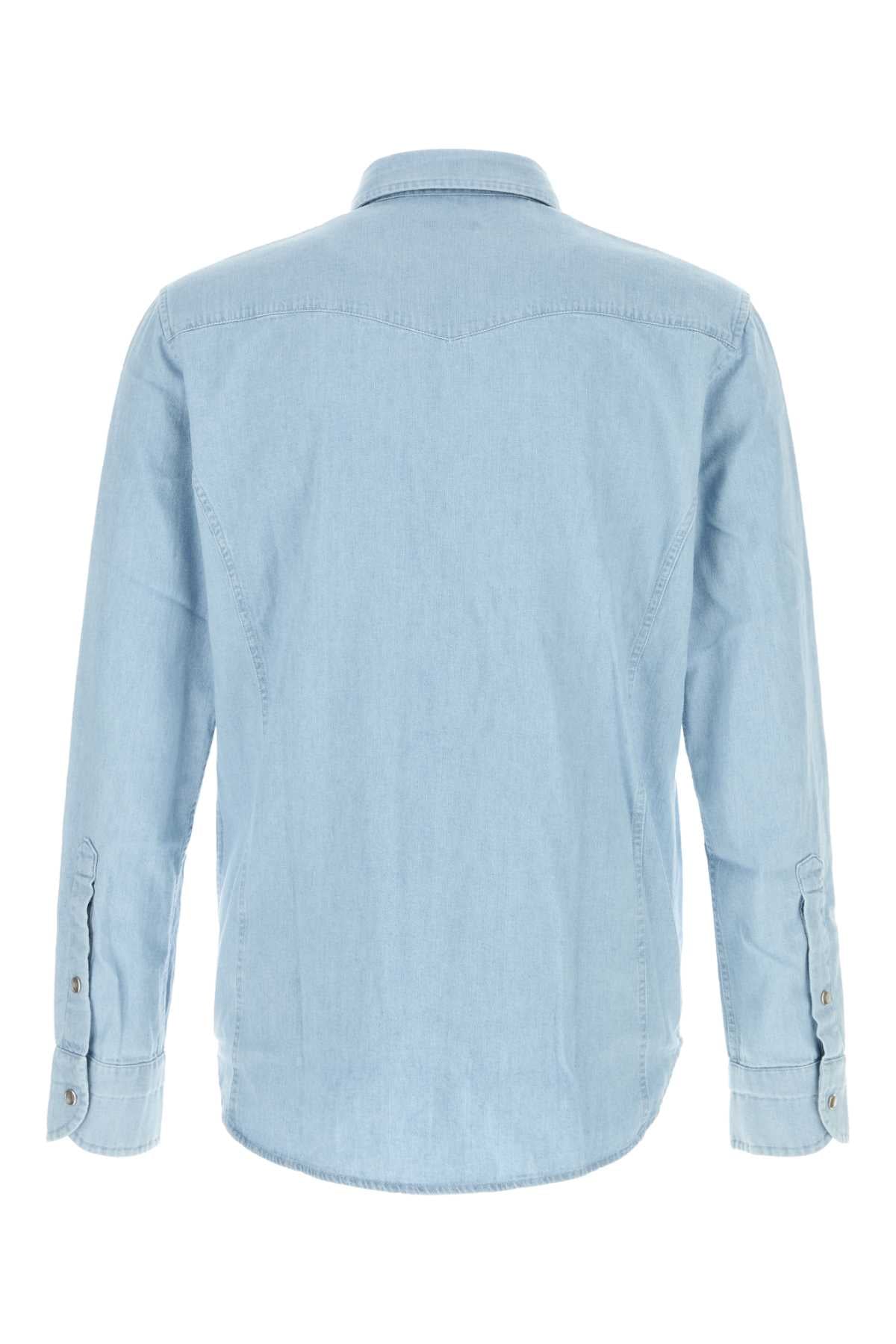 TOM FORD LIGHT DENIM CHAMBRE SLIM FIT WESTERN SHIRT For Men Exterior: 100% Cotton