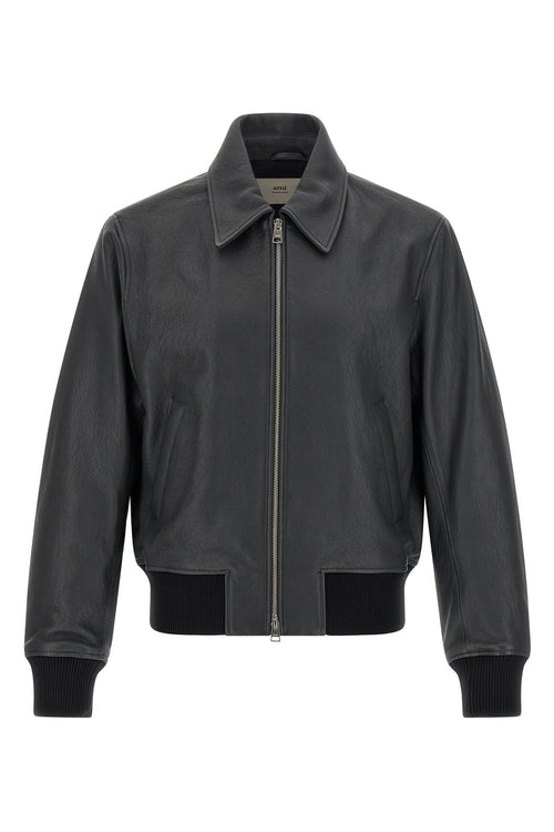 AMI PARIS 'Ami de Coeur' bomber jacket For Men 100% lamb leather (Ovis Aries)