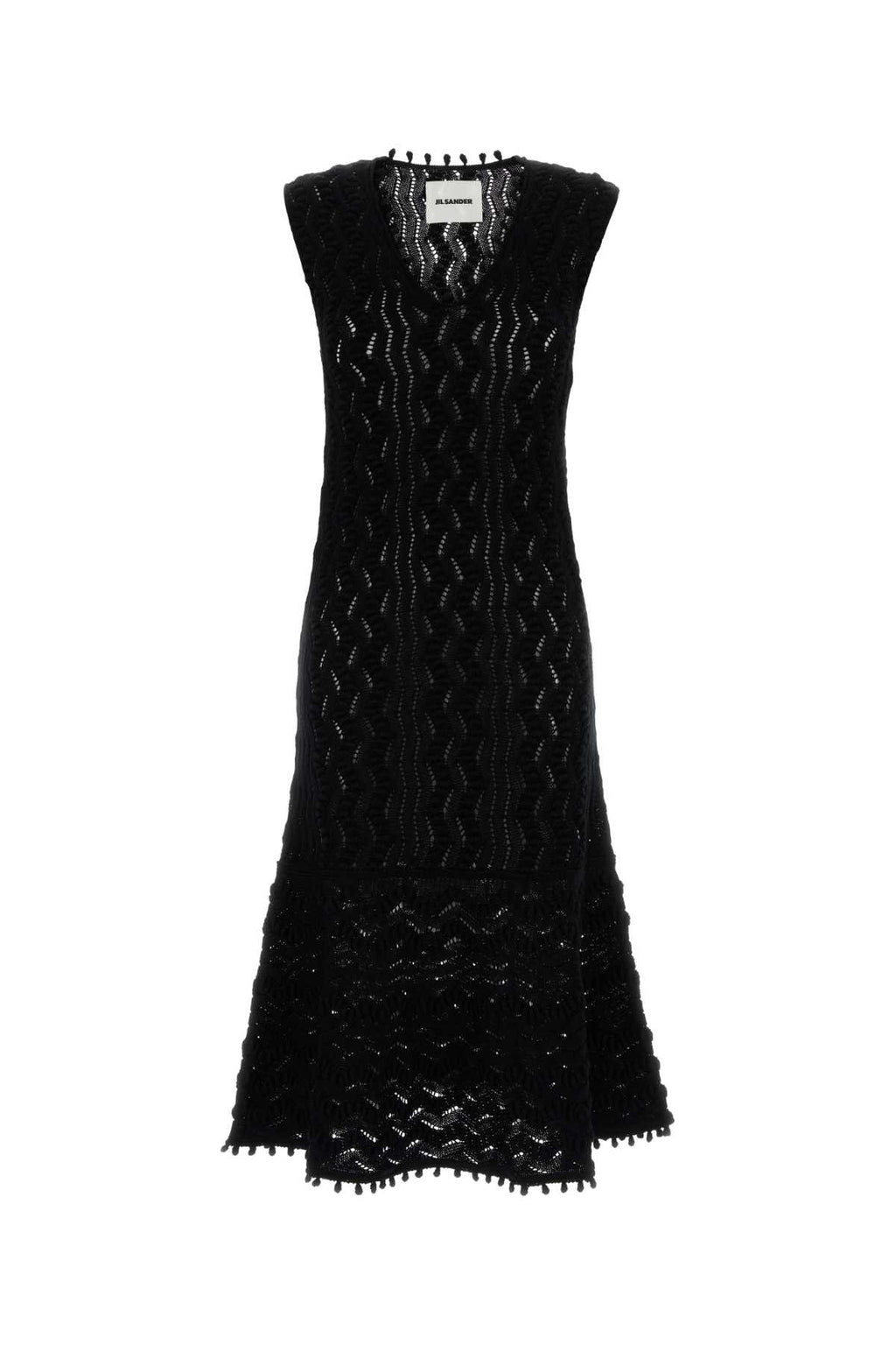 JIL SANDER SLVS V NECK DRESS W/GODET BTM For Women Exterior: 100% Cotton