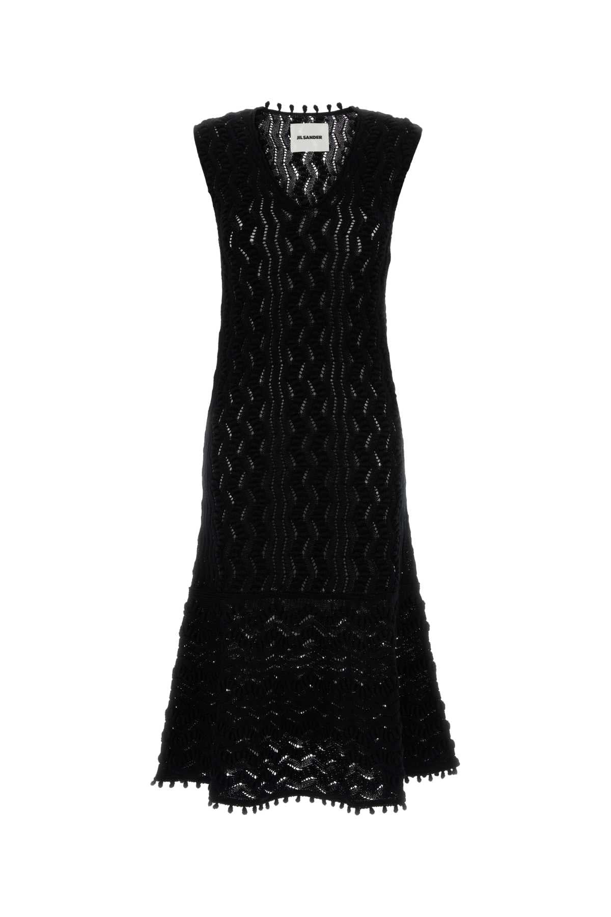 JIL SANDER SLVS V NECK DRESS W/GODET BTM For Women Exterior: 100% Cotton