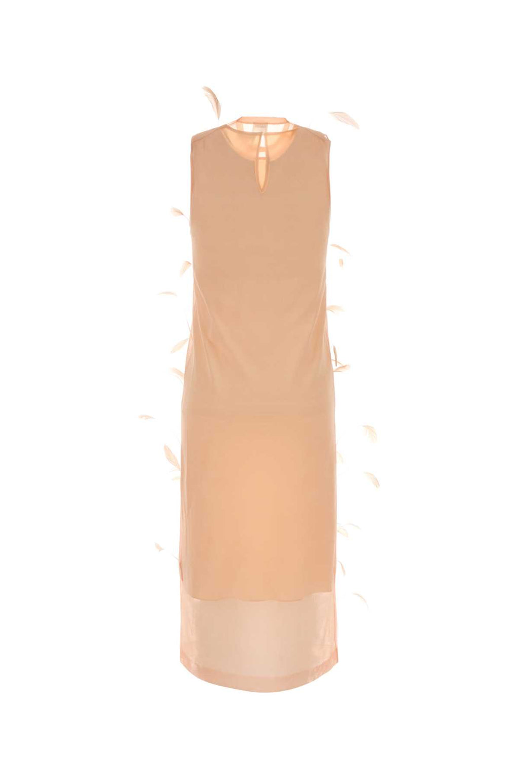 JIL SANDER SLVS CN DRESS W/FEATHERS For Women Exterior: 100% Silk Lining: 100% Viscose