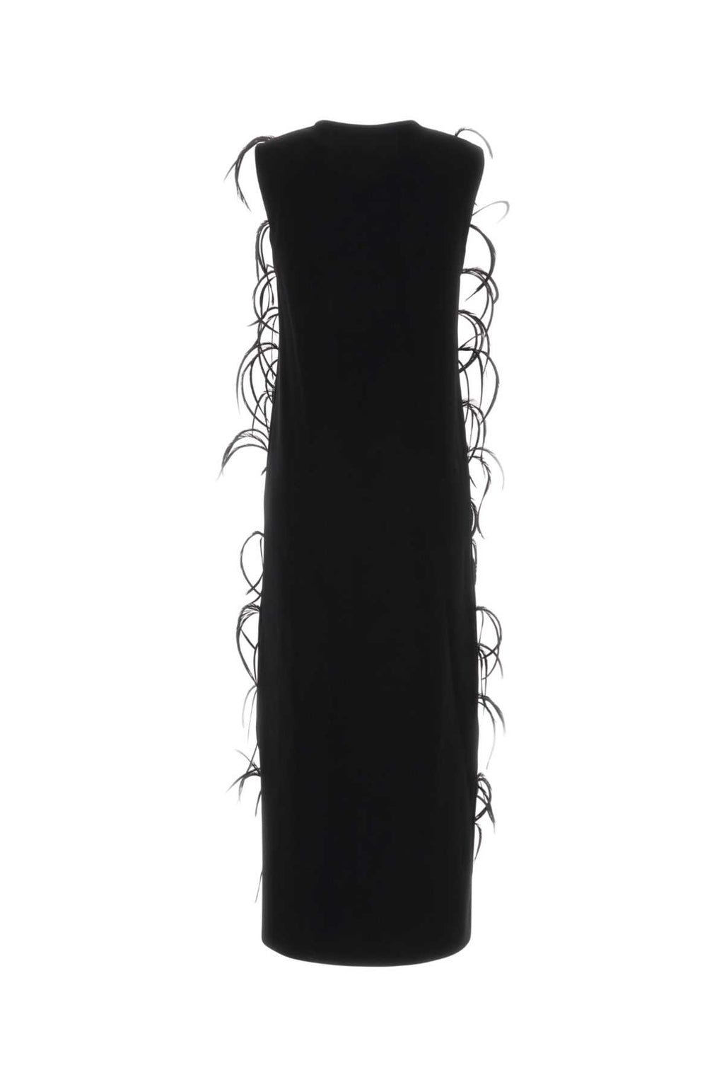 JIL SANDER SLVS CN DRESS W/ FEATHERS For Women Exterior: 80% Viscose 13% Polyester 7% Nylon