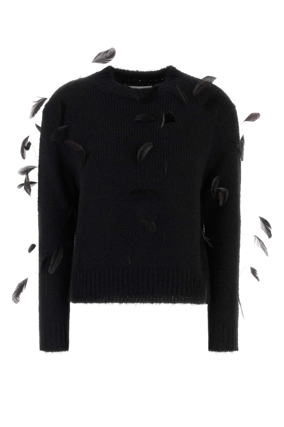 JIL SANDER 3/4 SLV SHRUNKEN FIT JUMPER W/FEATHERS For Women Exterior. 81% Alpaca 16% Wool 3% Polyester