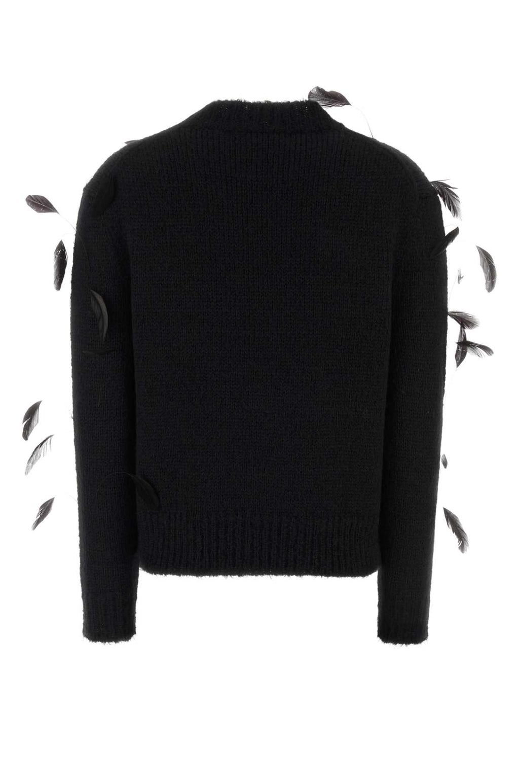 JIL SANDER 3/4 SLV SHRUNKEN FIT JUMPER W/FEATHERS For Women Exterior. 81% Alpaca 16% Wool 3% Polyester