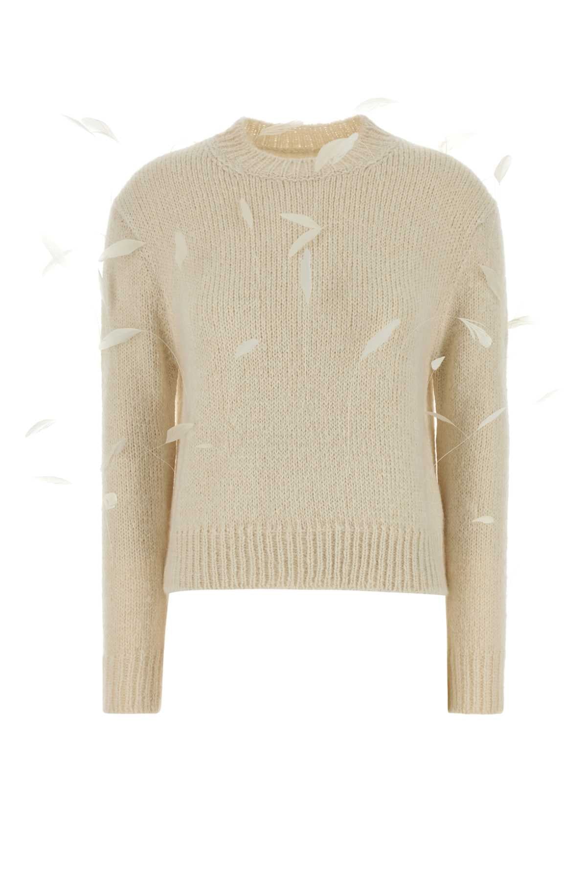 JIL SANDER 3/4 SLV SHRUNKEN FIT JUMPER W/FEATHERS For Women Exterior: 81% Alpaca 16% Wool 3% Polyester