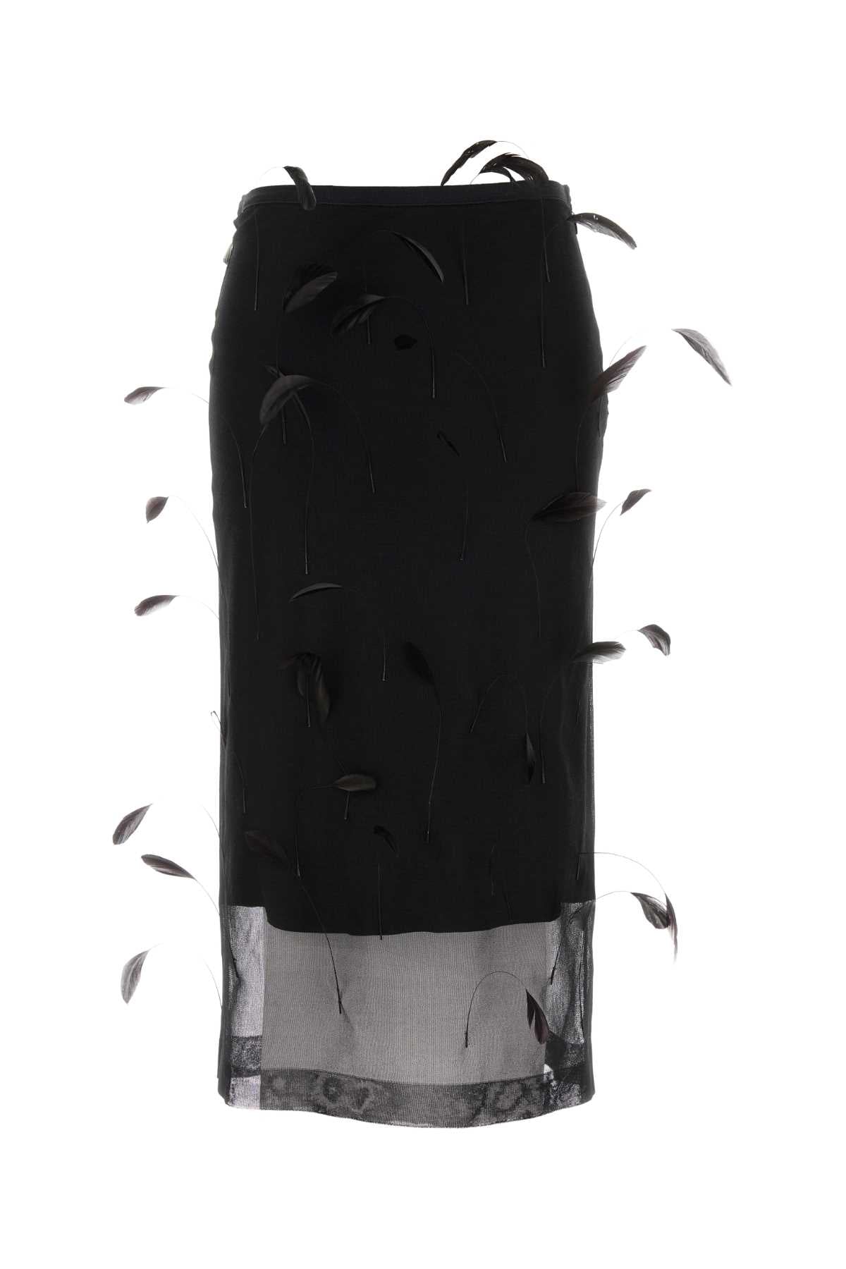 JIL SANDER SKIRT WITH FEATHER EMBROIDERY For Women Exterior: 100% Silk Lining: 100% Viscose