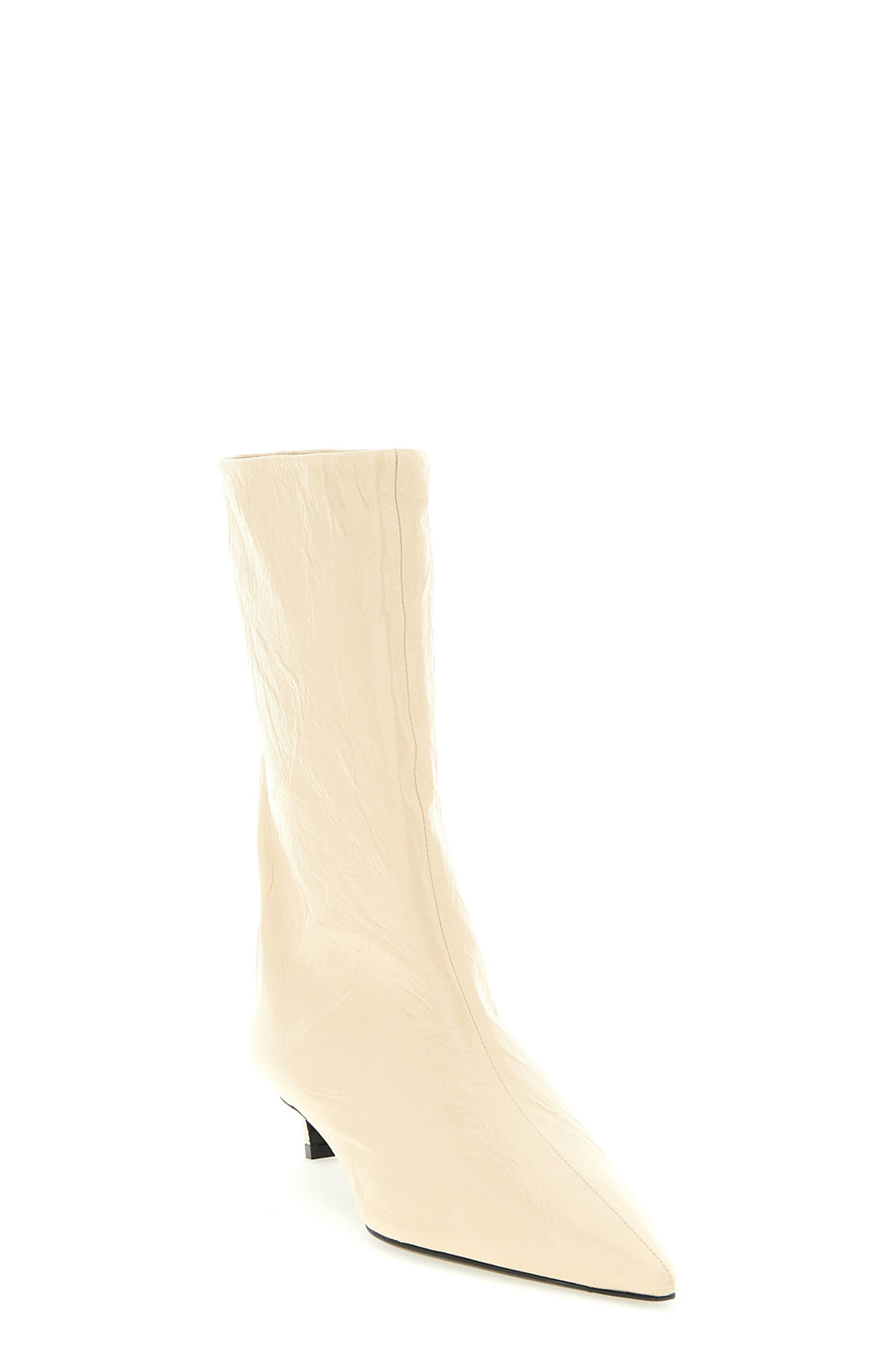 JIL SANDER Craquelé leather ankle boots For Women 100% calfskin leather (Bos Taurus)