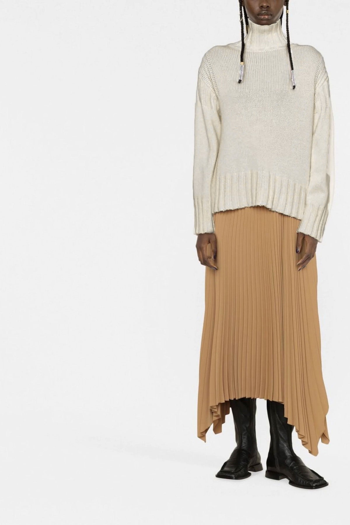 JIL SANDER Ribbed detail sweater For Women 100% cashmere