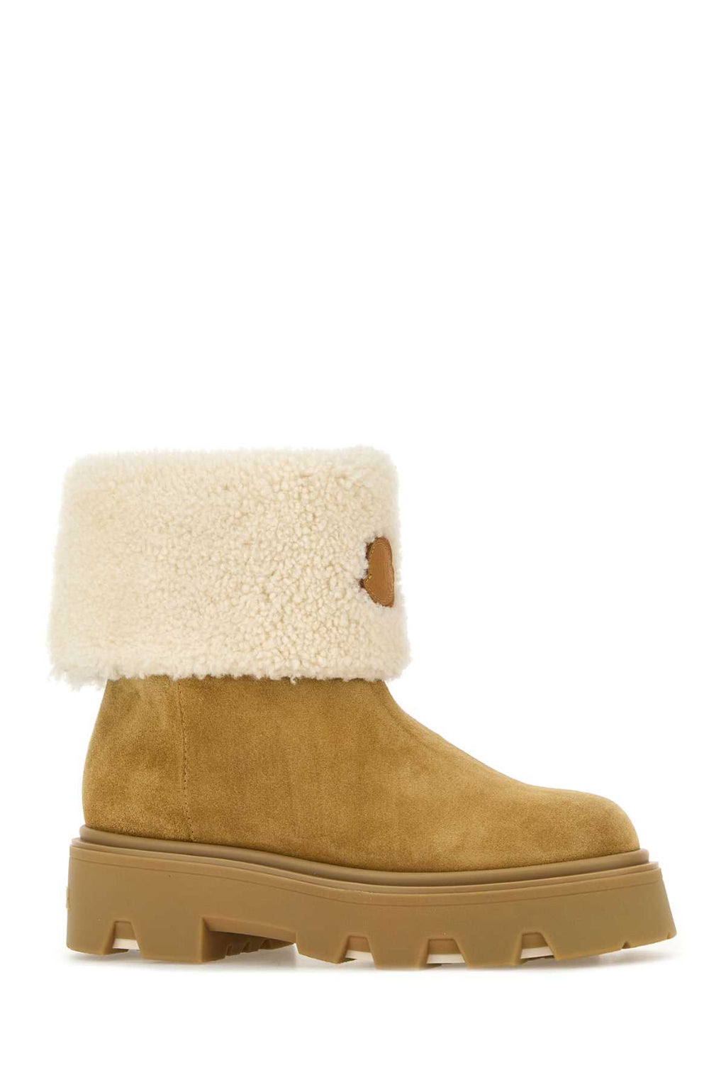 MONCLER AUREA MID ANKLE BOOTS For Women Exterior: 100% Suede Interior: 100% Shearling Sole: Rubber