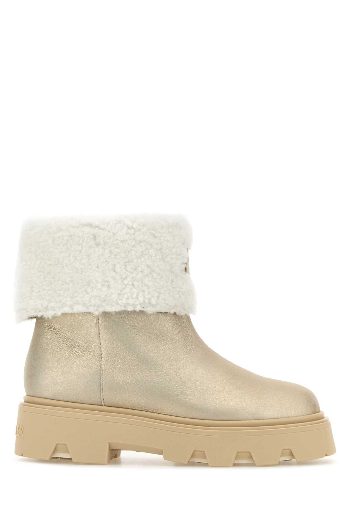 MONCLER AUREA MID ANKLE BOOTS For Women Exterior: 100% Leather Interior: 100% Shearling Sole: Rubber