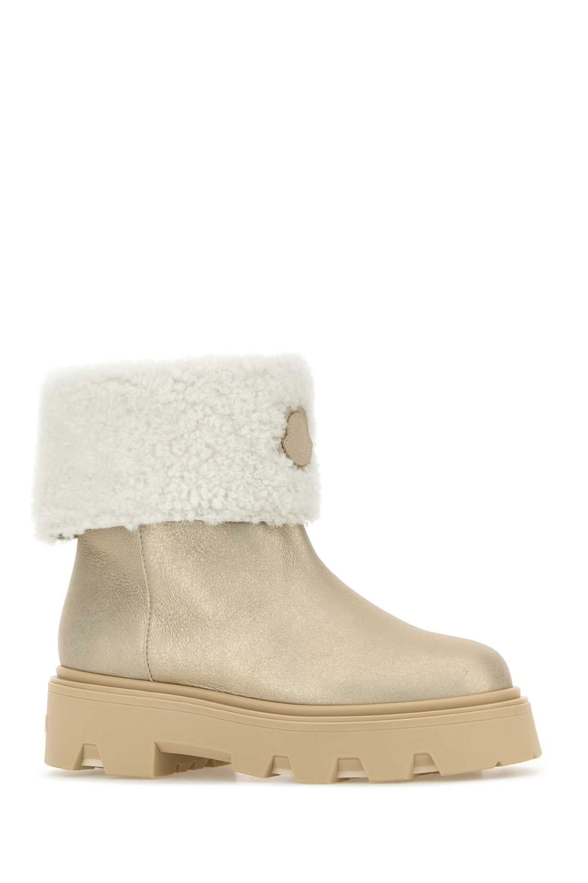 MONCLER AUREA MID ANKLE BOOTS For Women Exterior: 100% Leather Interior: 100% Shearling Sole: Rubber