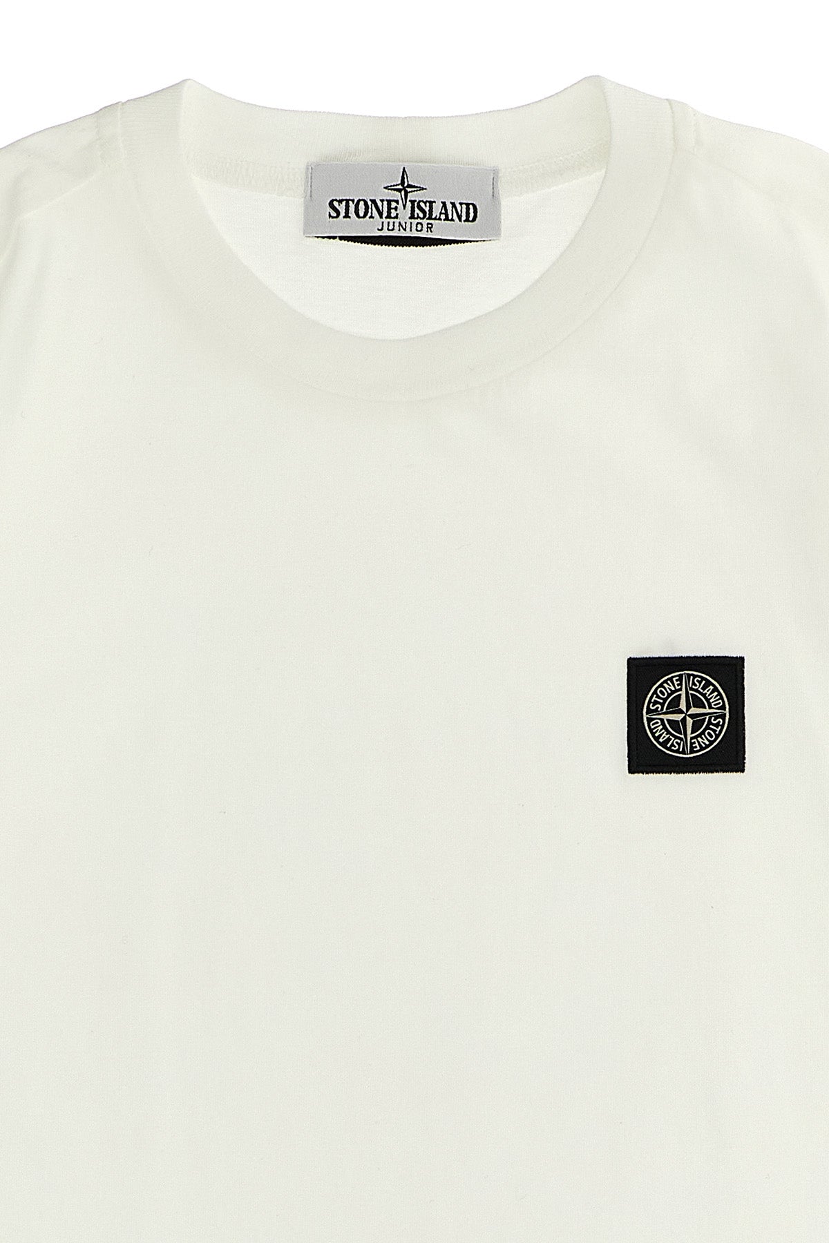 STONE ISLAND JUNIOR Logo patch t-shirt For Baby boy 100% cotton