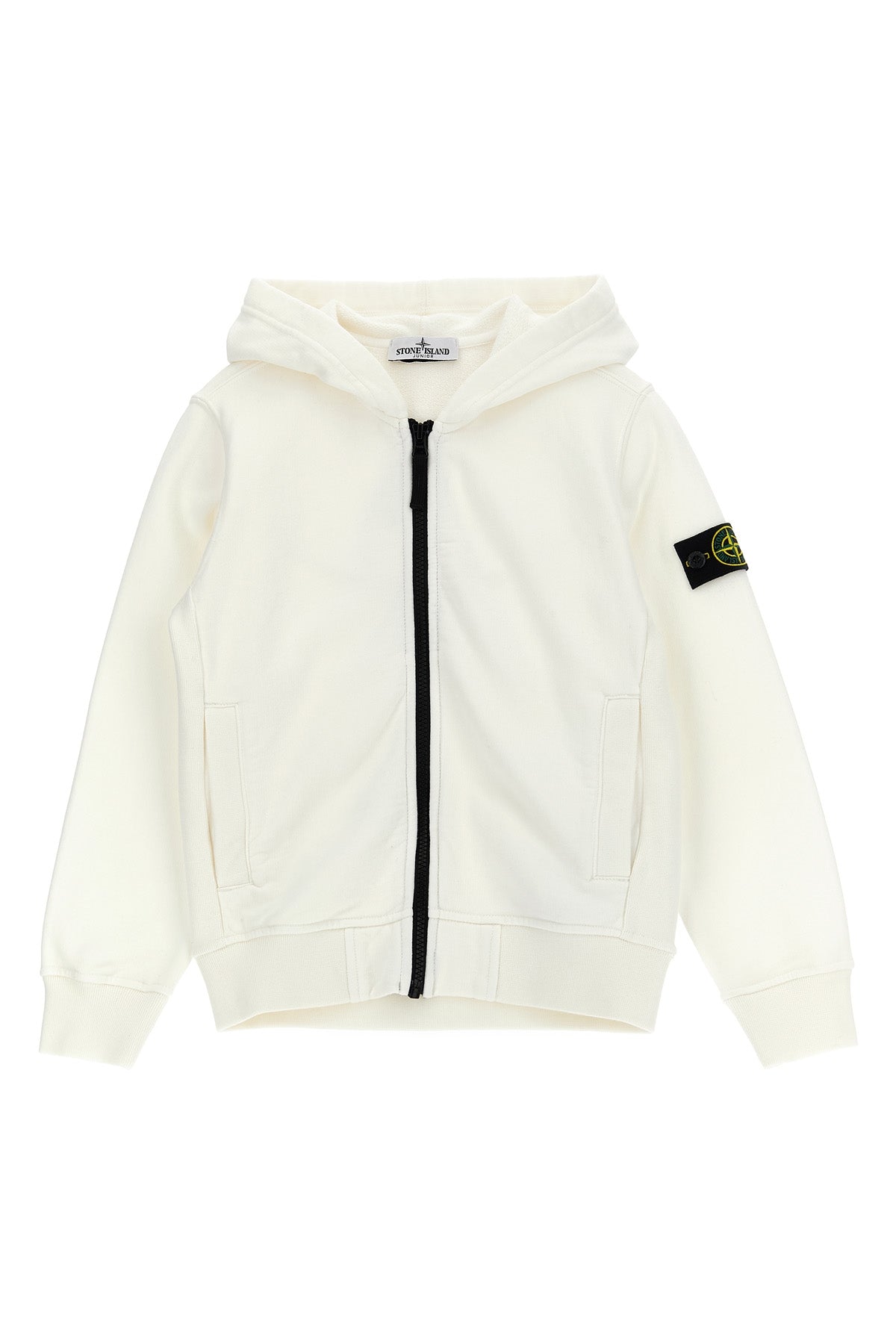 STONE ISLAND JUNIOR Logo badge hoodie For Baby boy 100% cotton